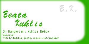 beata kuklis business card